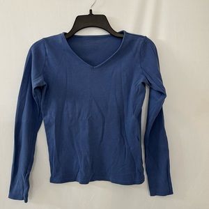 V-neck long sleeve blue top women’s size S